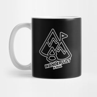 Wanderlust Is Real - Mountain Trail With Black Text Design Mug